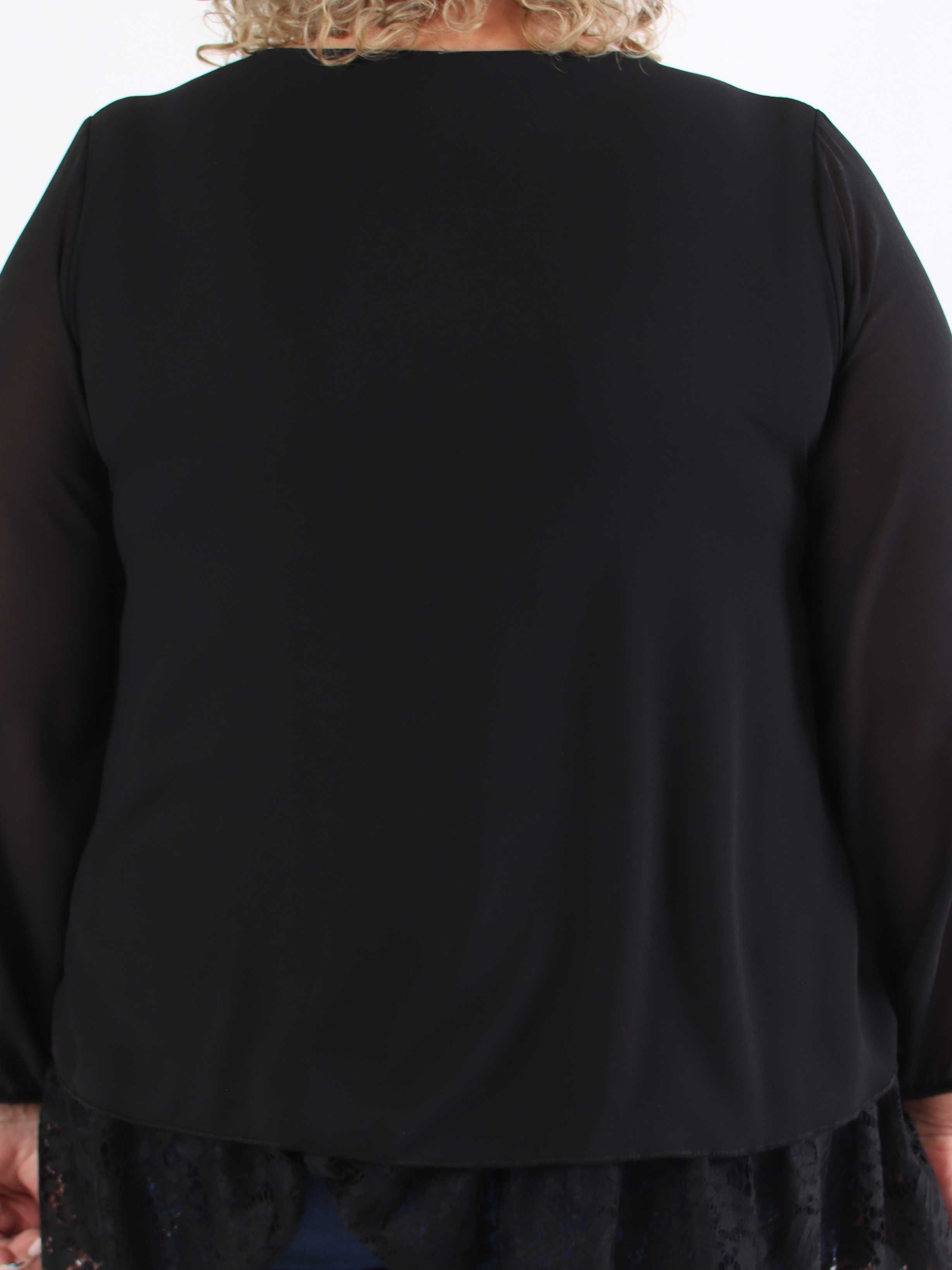 Luby Lace - Plus size-tunika i chiffong med spets i nederkant